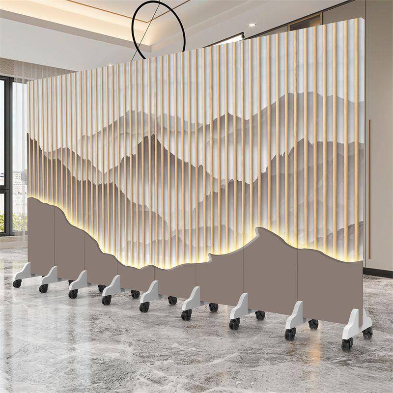 叠新中式屏风隔断客VWM厅办公室酒店入遮挡折移动饭店包高间复门