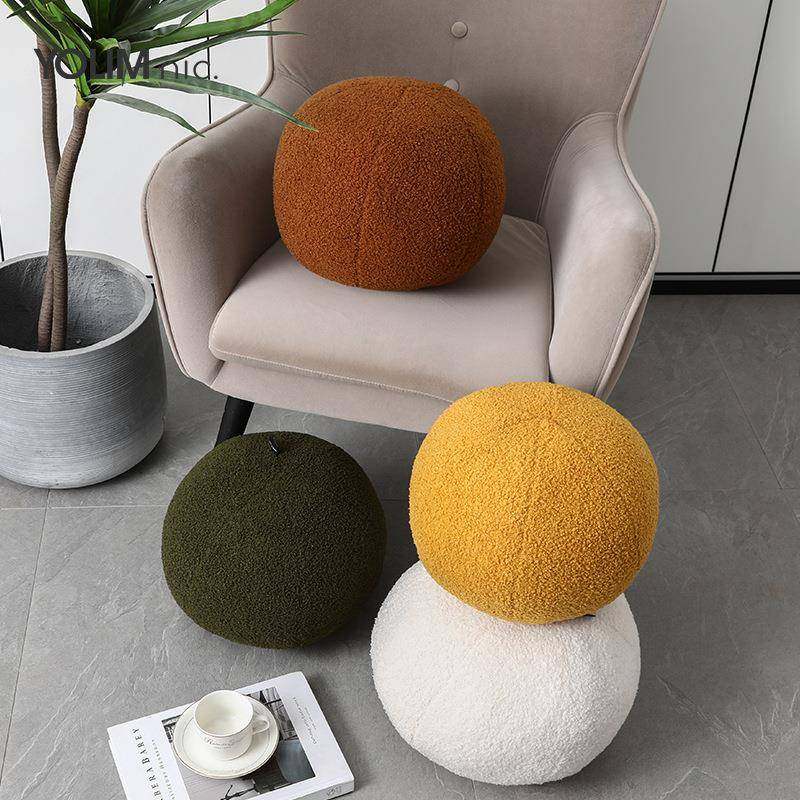 代简约北欧ns圆球形抱异HFR形靠垫儿i童样板房现白枕橘墨绿色泰迪,居家布艺,抱枕被,淘宝优惠券,粉丝福利购,淘宝优惠卷