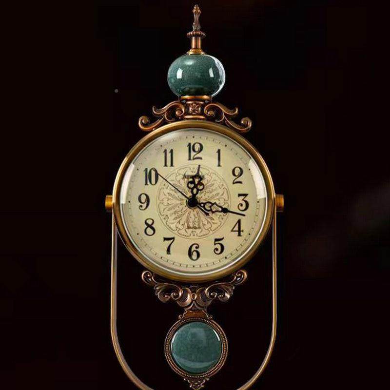 式复客厅桌面钟古表摆件轻奢大气时尚创意座属钟家用金6902-1欧静