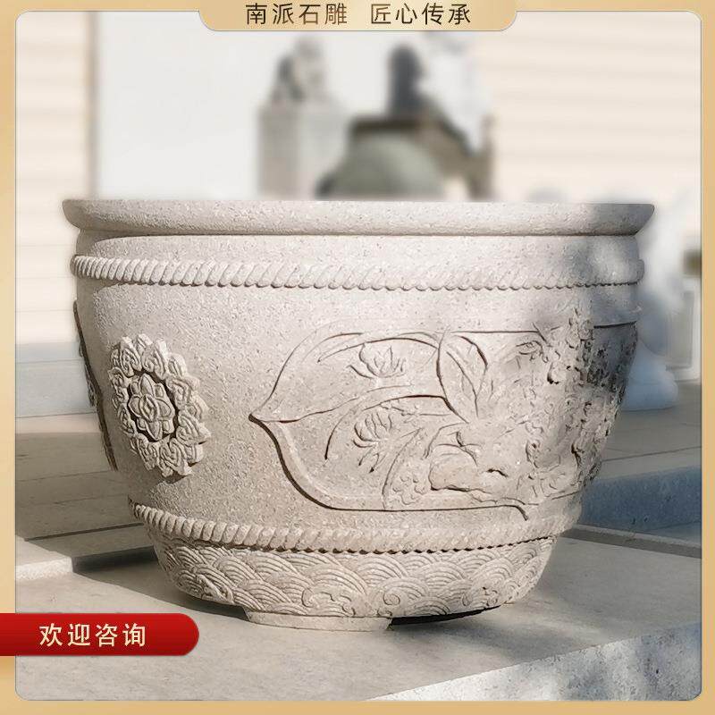 源厂家厂家直供石观雕头石雕水钵水钵园林景小区水缸庭院别件墅装