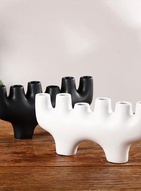 创意轻奢不规几何陶北瓷花器饰欧现则代售楼JOP部软装样板间品摆