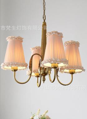 复麦穗流n苏客古厅吊餐灯美MD3412式法式vitage厅卧室中古布艺装