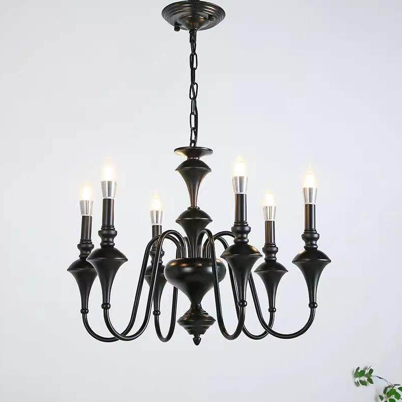 美式复古蜡烛客厅吊灯黑法轻奢中灯具古乡村田园色风卧室式餐厅吊,家装灯饰光源,智能吊灯,淘宝优惠券,粉丝福利购,淘宝优惠卷