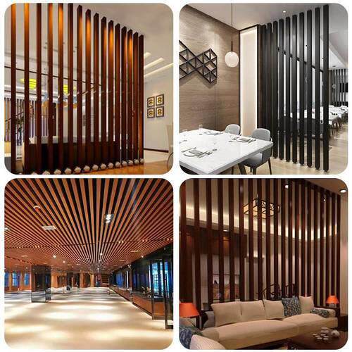 木铝方隔断铝合金屏风办3b2公纹室立管柱方通幕墙造型顶吊天花玄