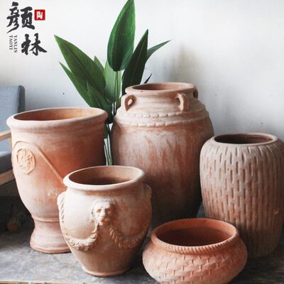 全尺寸复古红陶花盆欧式田园大花盆土陶罐大号大口径土陶盆大码