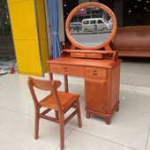 红木妆台实木化妆桌木进口菠萝格木梳妆桌新中式 88公分妆容桌带椅