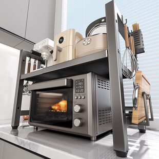 微波炉置物支架家用可伸缩式收纳厨房台面多功能电饭煲电烤箱架子