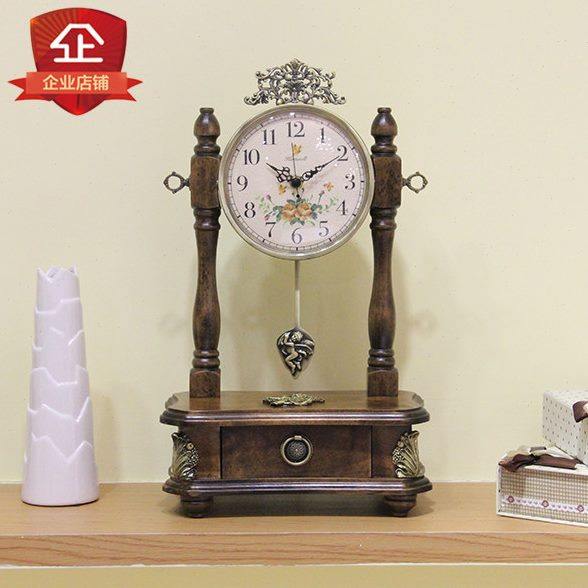 中式木制座钟复古实木座钟客厅台式摆钟大号卧室全木静音钟表包邮,家居饰品,座钟,淘宝优惠券,粉丝福利购,淘宝优惠卷