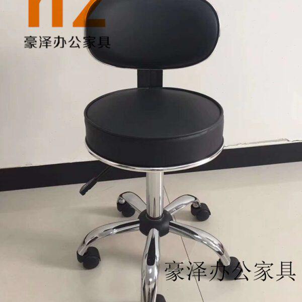 北京圆凳真皮酒吧椅带靠背升降旋转实验室坐凳皮革美容师傅大工凳