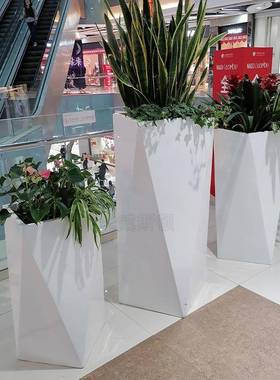 切厂HT-103家定制玻花钢面花盆多面组璃合异形器室内商场售楼部景