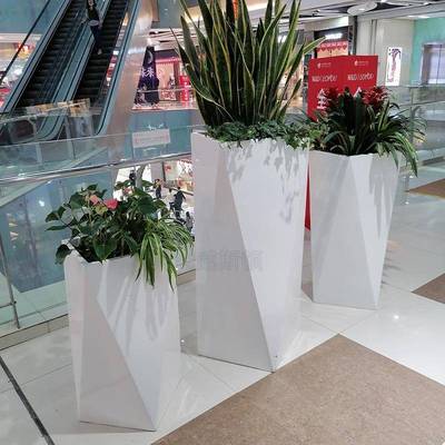 切厂HT-103家定制玻花钢面花盆多面组璃合异形器室内商场售楼部景