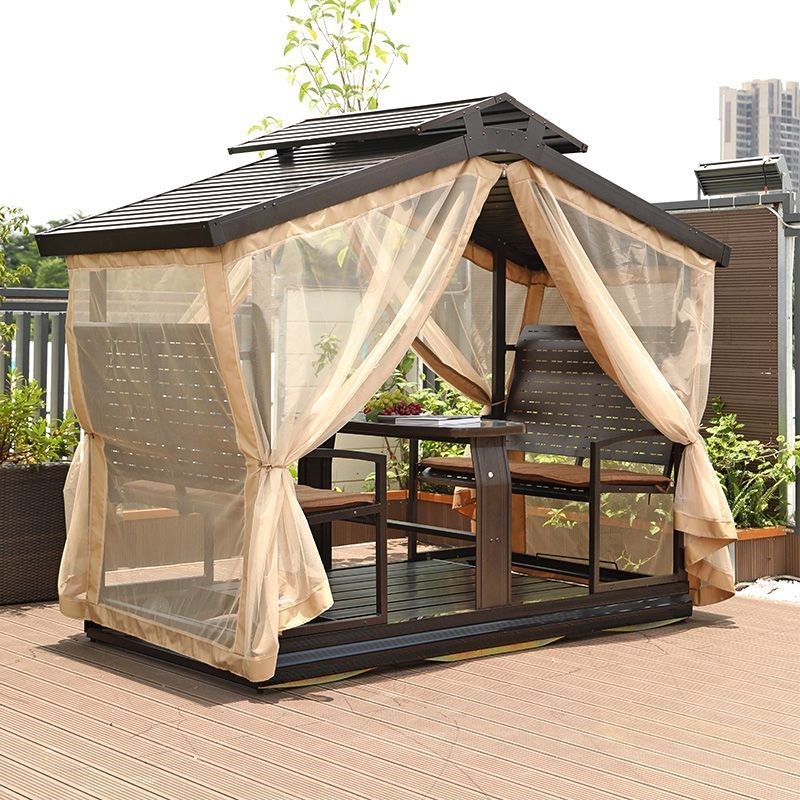 户外秋千四人动力摇椅园秋千庭院秋千阳台秋千桌椅休Y息桌椅组合