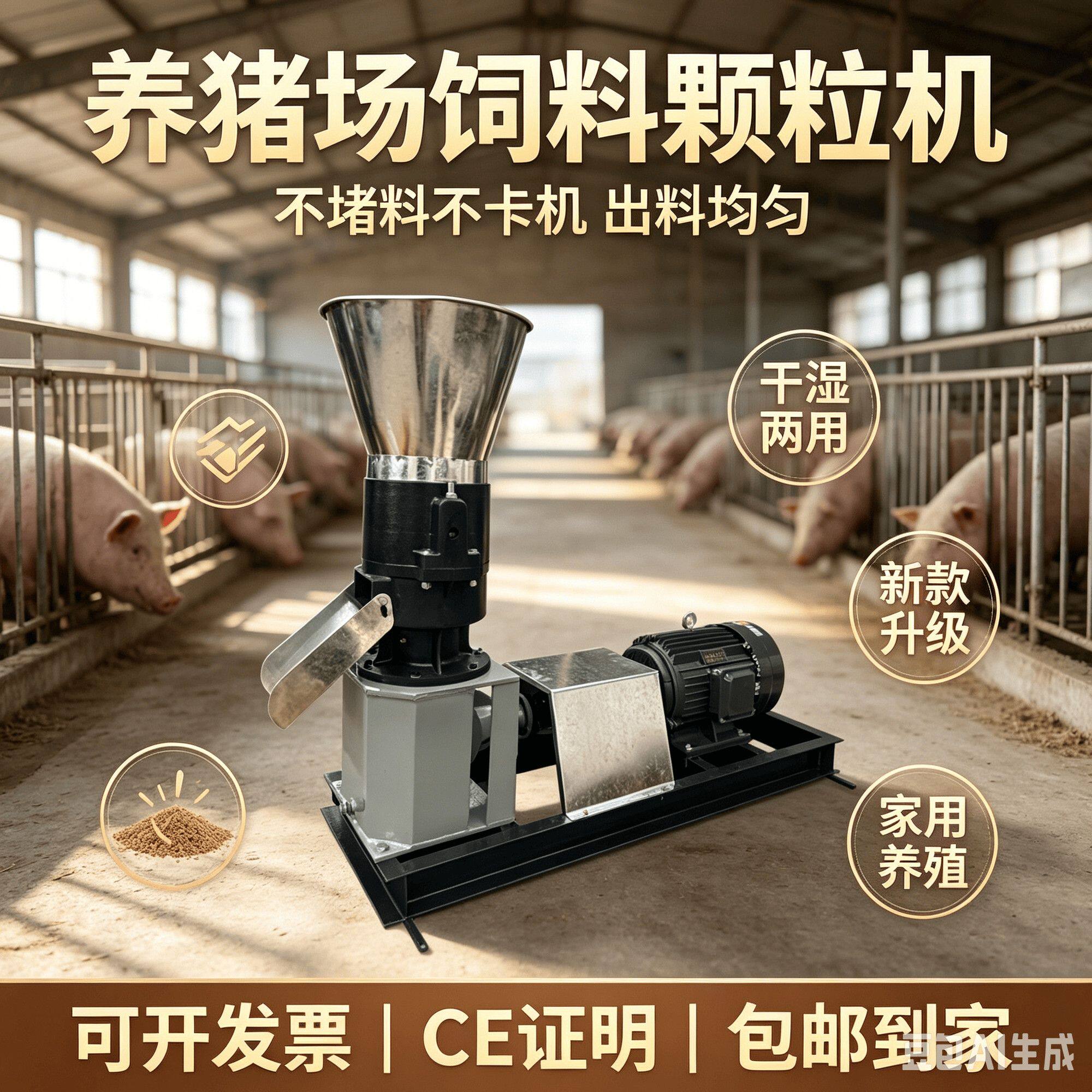 饲料颗粒机小型家用玉米秸秆青草养殖鸟鸡鸭鹅兔鱼牛羊颗粒造粒机