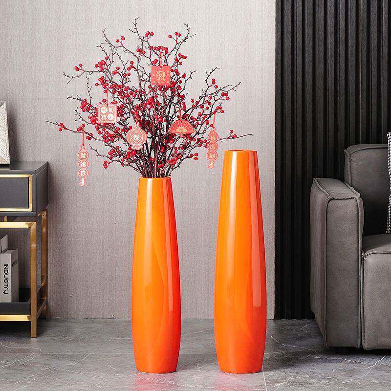 陶瓷居花瓶OEj63l6w大号客厅落地北摆件花插花欧干创意简约白色现
