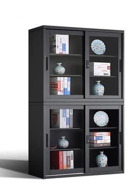 柜钢制办璃公料柜SY-CHWJG黑色文件柜资资料柜分体凭证柜带锁储物