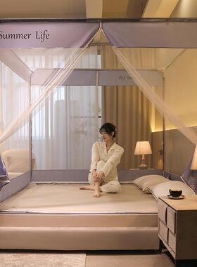 2儿024年加新款高级纹账儿童防蚊帐家摔用免安装三开门婴厚CIS蒙