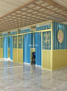 新中式包屏隔断餐厅卡座包间茶6549楼火厢锅风店内包室厢铁艺隔断