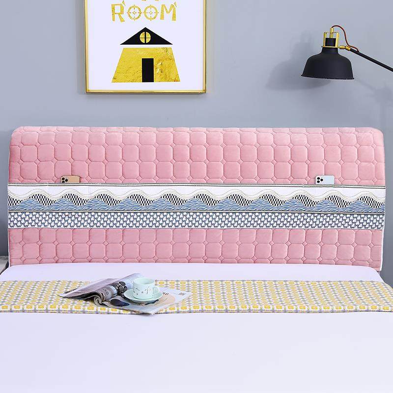 新款全包床头罩通加厚夹0037盖布软金包木床用靠背布艺棉保小