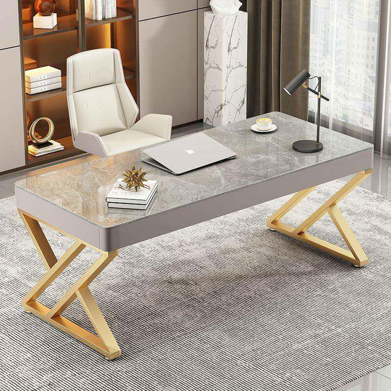 办公桌岩板电脑书台式轻大尺寸办公桌奢现代桌高HP136级感收纳多