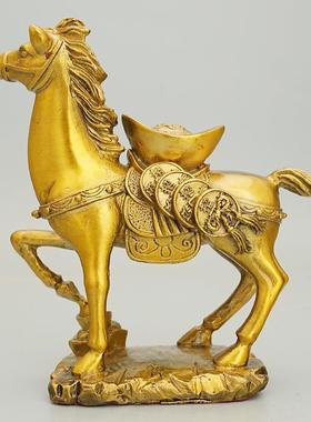 马元宝马摆件客厅玄关装饰新品上开业乔迁送礼KAH中式工铜元宝黄