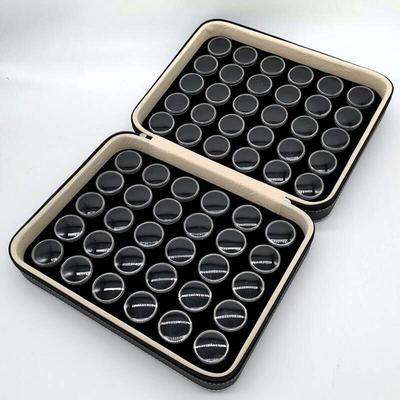 裸石钻子样GVY品示收纳盒透明圆旋转戒面文玩珠子宝石拉展链盒皮