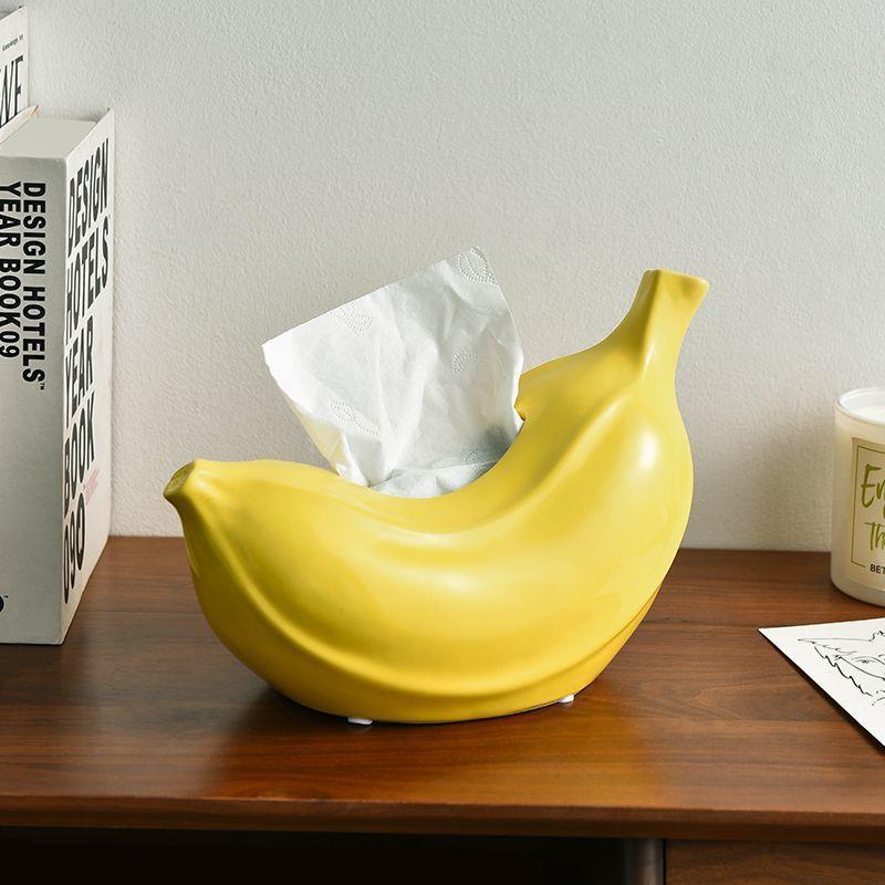 多巴胺禁FWR止香蕉纸巾盒客厅摆创意家居茶几餐桌陶瓷抽件虑杰焦