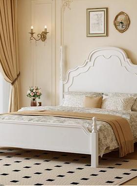 法式实木床1.米双QX-6607#人主卧米1.5婚床奶床油8风纯白色公主美