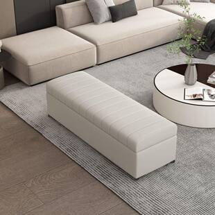 简约纳收纳床尾凳入QVI户长条储轻物沙家发凳用奢床尾收凳门口换