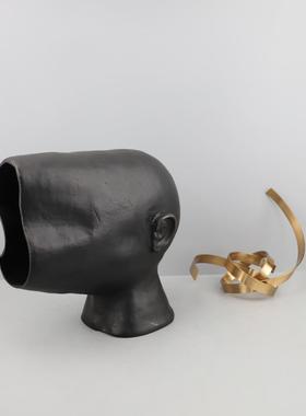 现代约样长脸人缠居绕金属摆件客厅卧室玄关办公简室板房家装0834