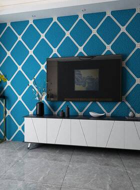 菱形格墙子纸24760卧室客厅背景酒店加皮厚鹿绒紫色咖壁色纸