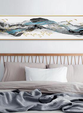 装素新中式装饰画简裹约卧室床头金挂画横QX202101幅抽山水象金色