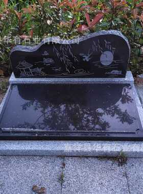石雕公墓墓碑生产 农村土葬石碑销售黑色大理石艺术墓碑