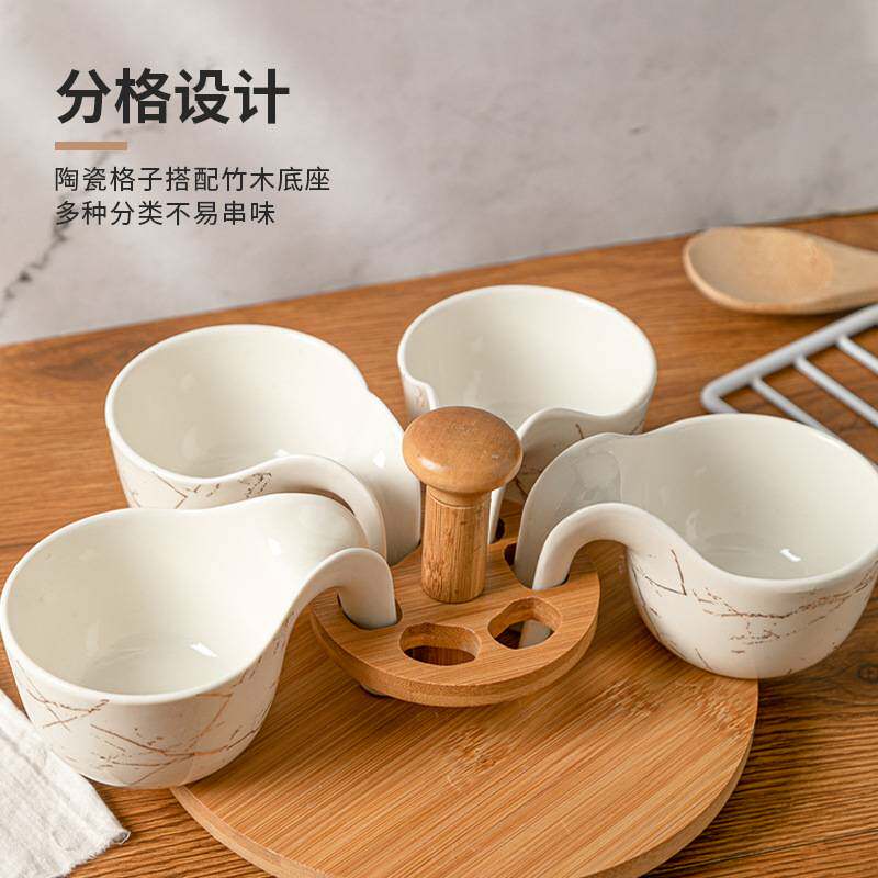 新款可旋转挂式干果盘 家用餐厅酒店摆台水果盘陶瓷分格拼盘套装