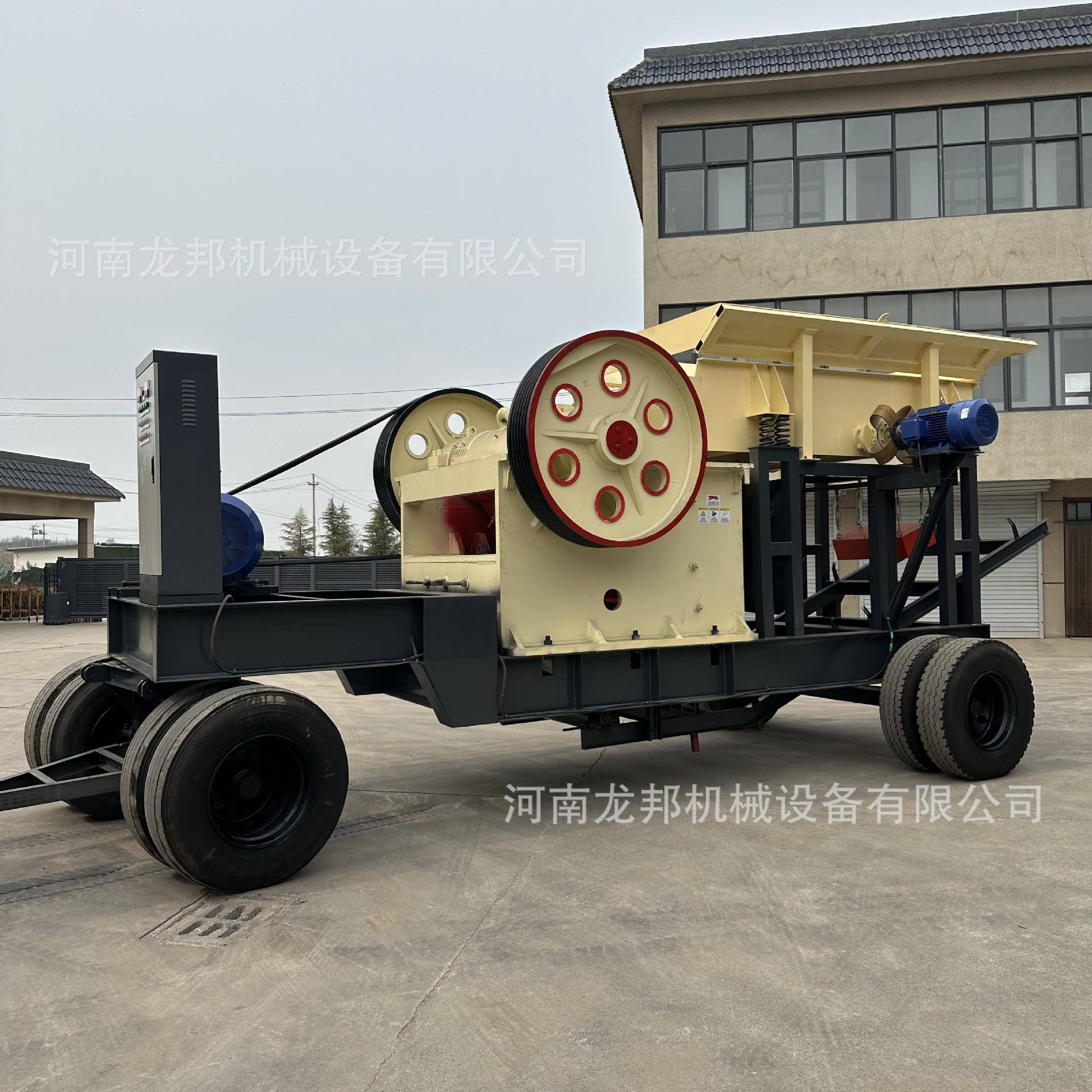 油电两用移动鄂式破碎矿渣矿石鄂破碎石机建筑垃圾破碎机