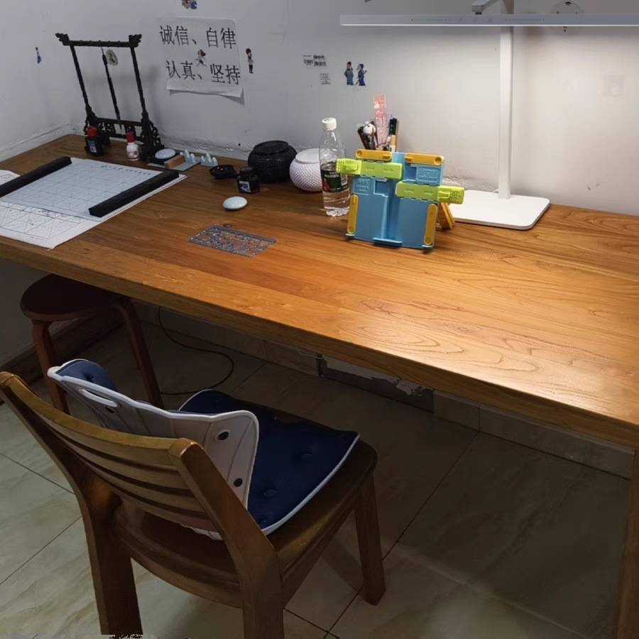 纯实木老榆木简约现代书桌长条大桌子原木饭卓家用餐祟茶桌面