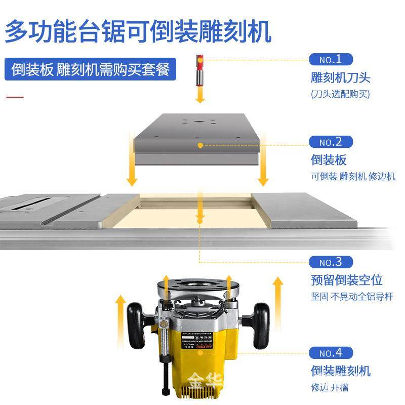 洛克士LUTM1H-ZP2-ER款新10寸推台锯木装工开大板可雕刻机X铝木两