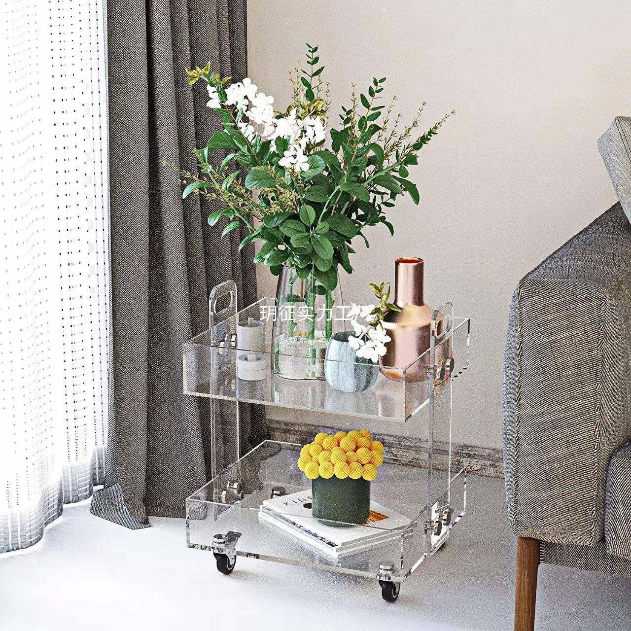 轻奢透明边几亚克力家用小推车组合角几客厅置物架移动茶几床头柜,基础建材,脚轮/万向轮,淘宝优惠券,粉丝福利购,淘宝优惠卷