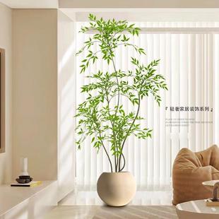 南天竹大型仿真绿植高端轻奢室内客厅仿生植物落地装饰花盆摆件