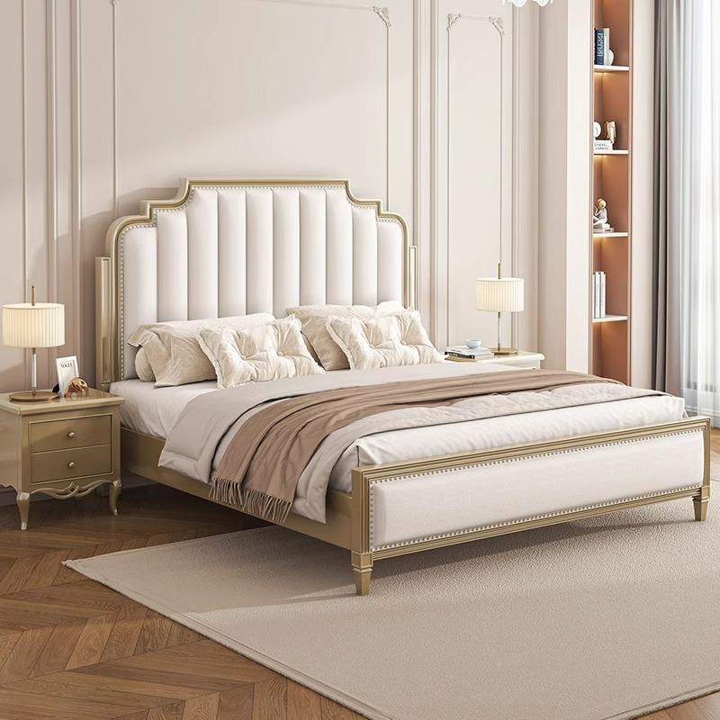 qx美式约实.木床双人床欧式婚床软包意式轻奢1米.8主卧现代简15米