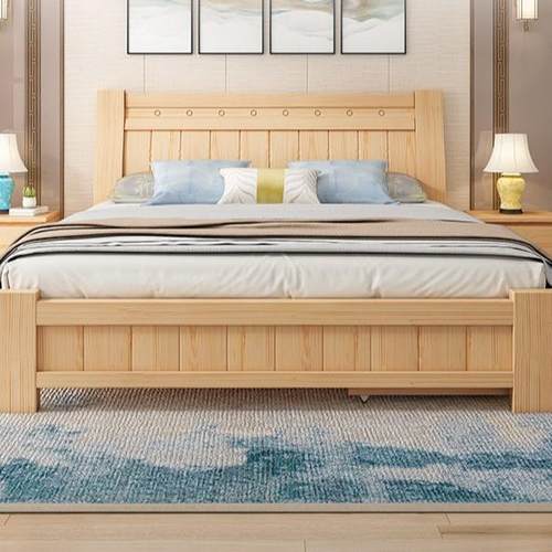 全实木床主卧1米8双人床1.5m单人床出租屋经济型实木床架纯实木