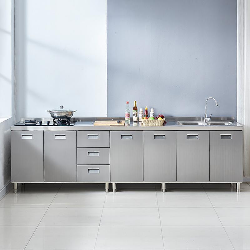 304整体加厚不锈钢橱柜免安装一体式厨房家用小户型灶台柜