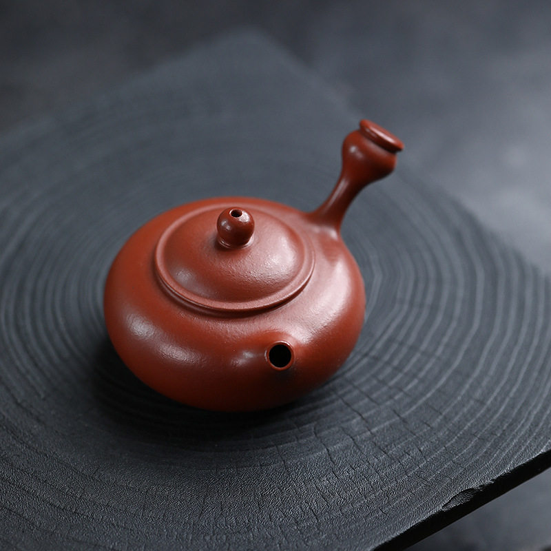 宜兴紫砂壶原矿朱泥壶侧把小茶壶防烫工夫泡茶壶小品茶具唐羽壶