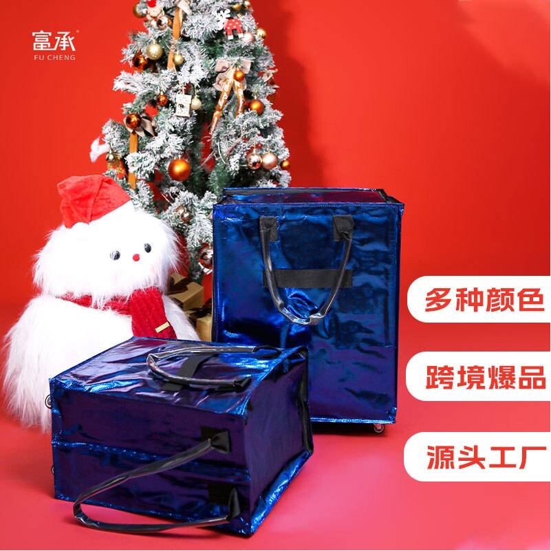 跨境圣诞袋手拉车可折叠拖轮包带轮买菜袋多功能超市轻便购物小拉