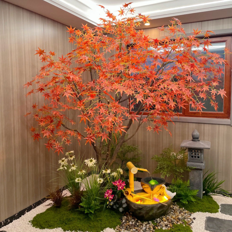 仿真红枫树假枫叶树大型商场酒店绿植造景室内外落地简约装饰摆件图片
