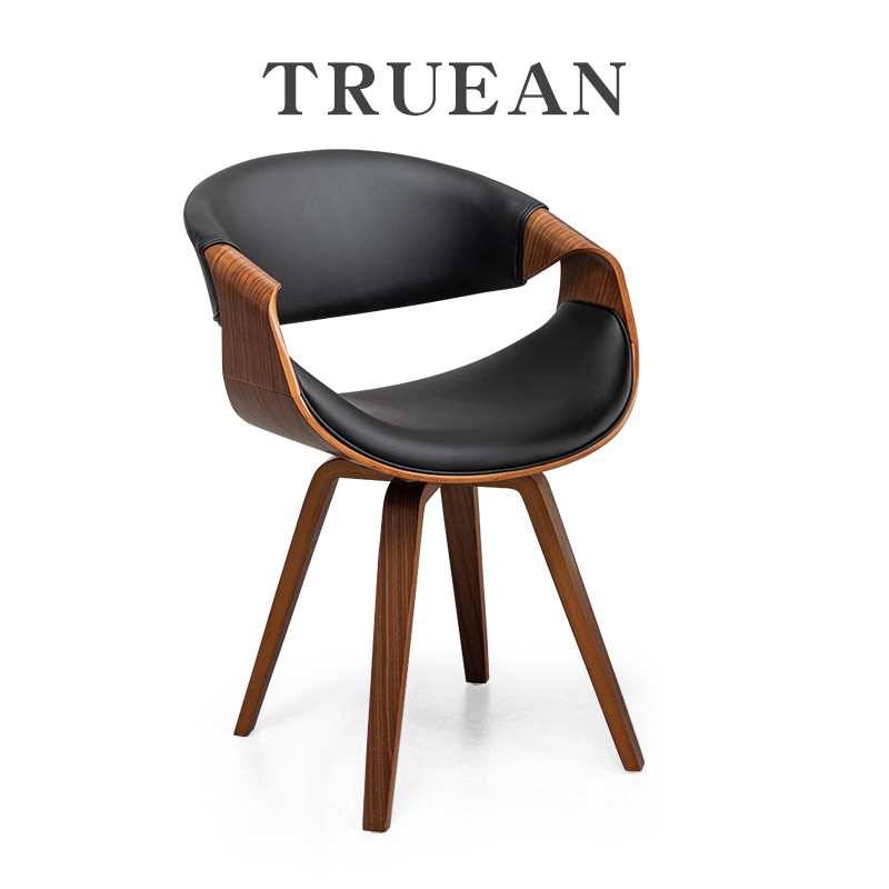 ?意式极简餐椅家用实木凳子阳台休闲写字靠背伊姆斯化妆椅旋转