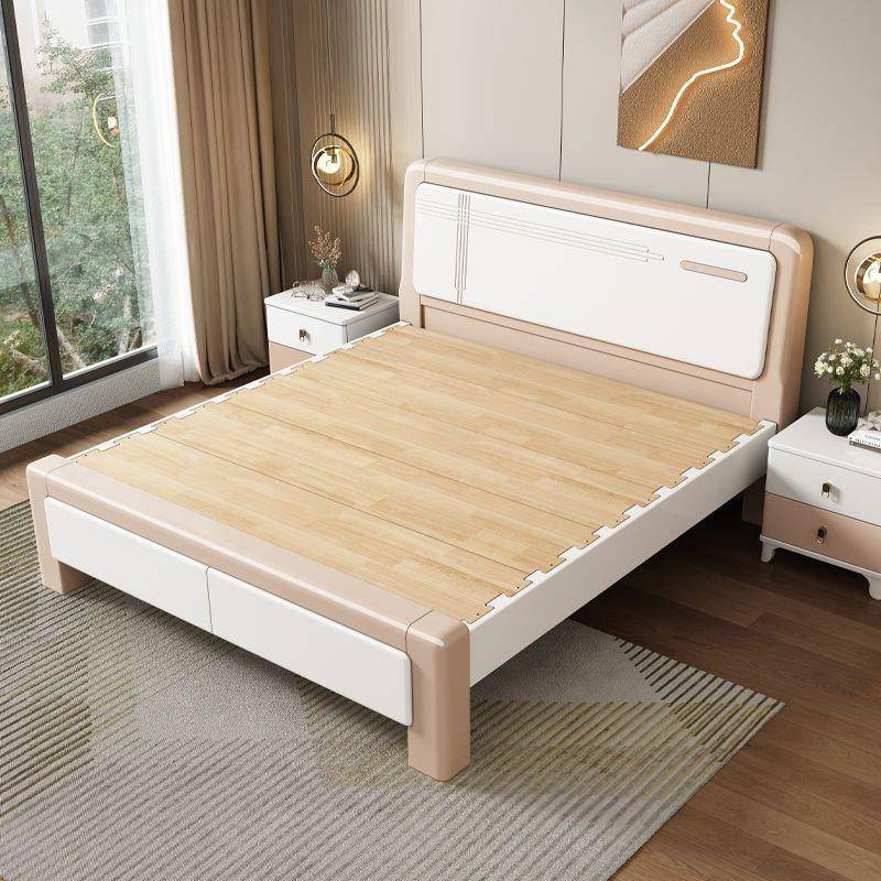 现代简约榫卯实木轻白色家用主卧1奢JKA.5米双床气压储物床家具人