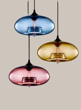 XC0116北欧复古风工业餐厅卧室彩色吊玻璃灯美式鱼吧台服装店艺缸