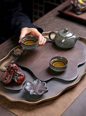 02新款陶瓷茶盘6F98J686M沥水盘2茶海家用办公干泡储水式功小型夫