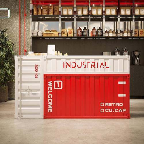 业风台复集装箱拼古酒吧奶店茶店办公桌工吧餐饮接待铁艺健身房收