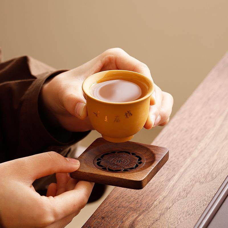 胡桃木原木托杯垫实木质隔热垫IXB创意功茶具夫茶道配杯件茶碟茶